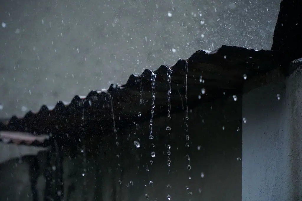 Rain pouring off a roof edge